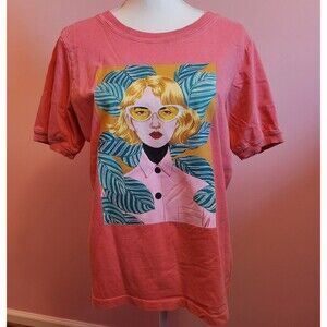 Women's Bijou Karman Short Sleeve Graphic T-Shirt Peach Pink Coral Size Medium